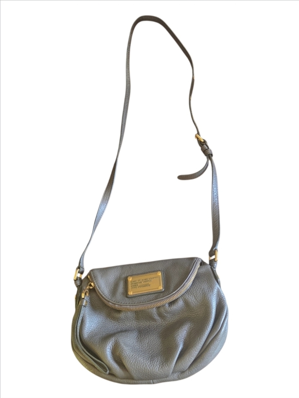 MARC BY MARC JACOBS Classic Q NATASHA Gray Pebbled Leather Crossbody Bag Purse